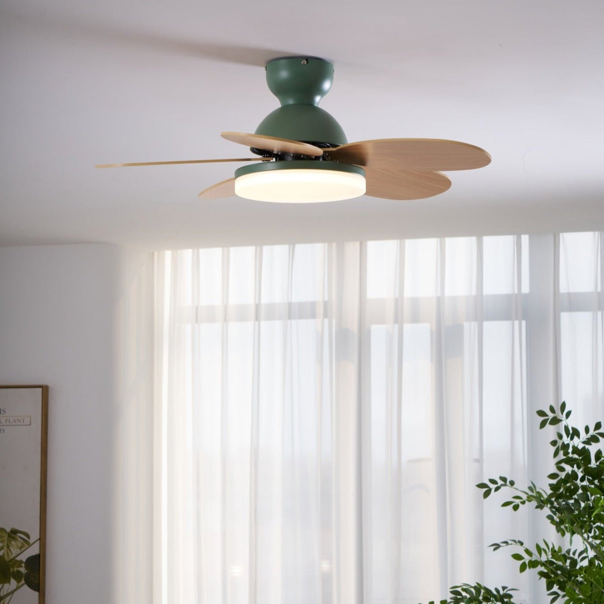 Petal-Shaped Ceiling Fan with LED Light and Remote | Quiet Reversible DC Motor