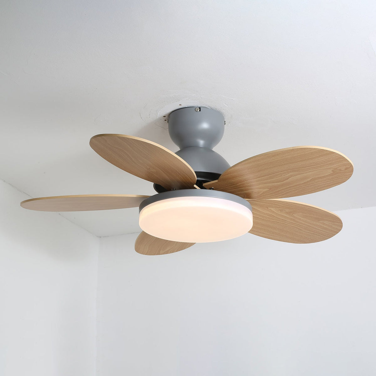 Petal-Shaped Ceiling Fan with LED Light and Remote | Quiet Reversible DC Motor