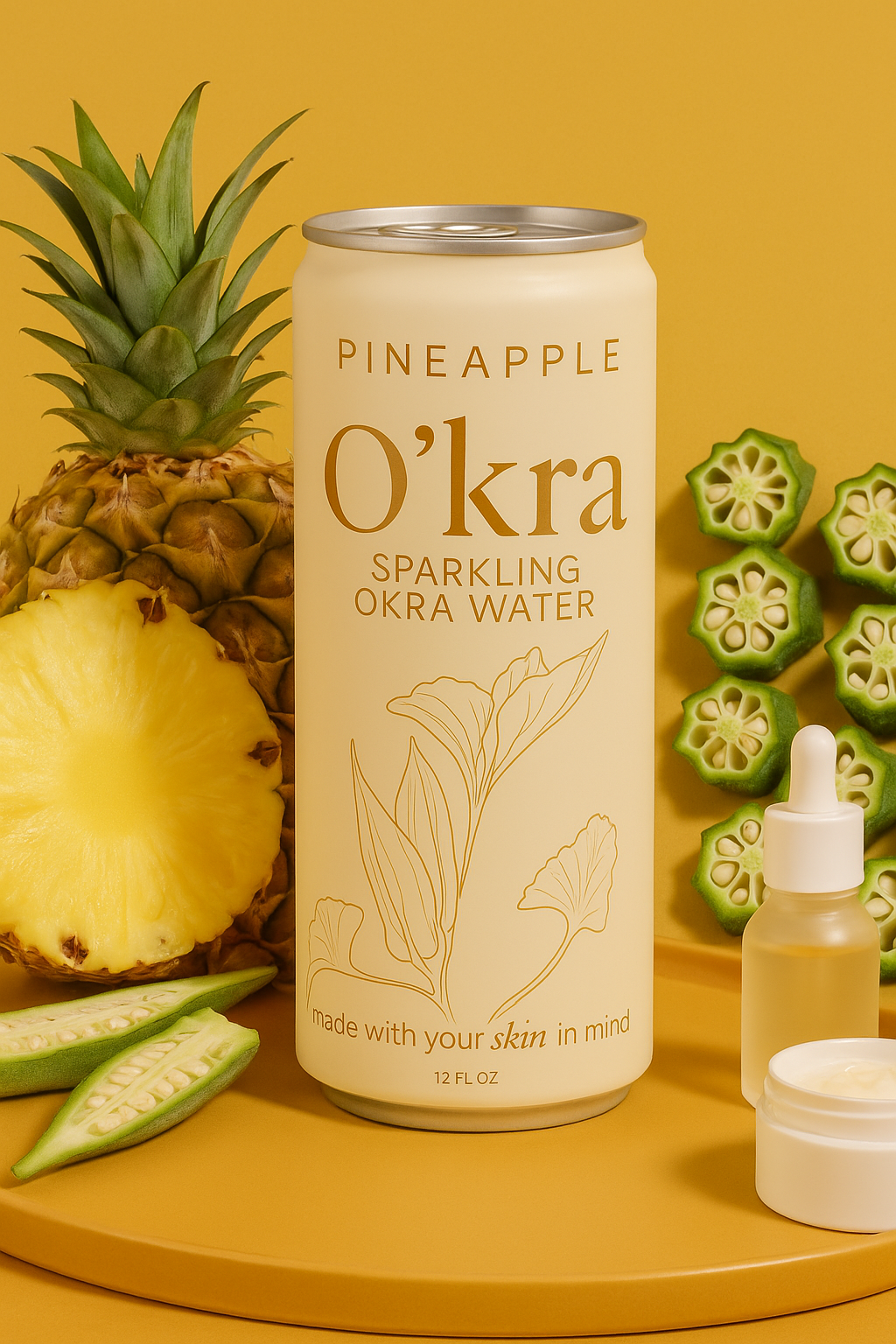 O’kra – Sparkling Okra Water (Pineapple) | Hydration & Skin Health