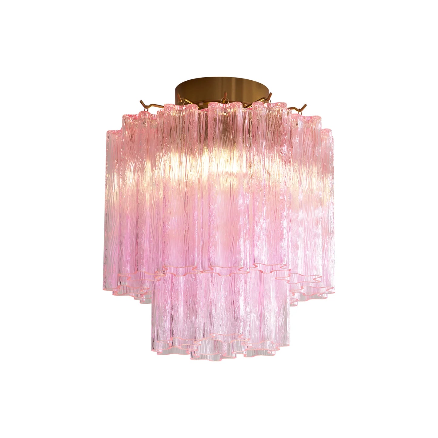 Lámpara de techo de tubos de cristal rosa de Murano