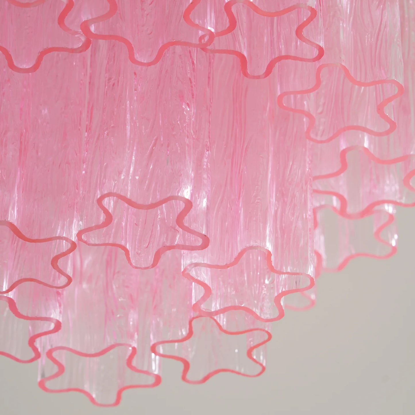 Lámpara de techo de tubos de cristal rosa de Murano