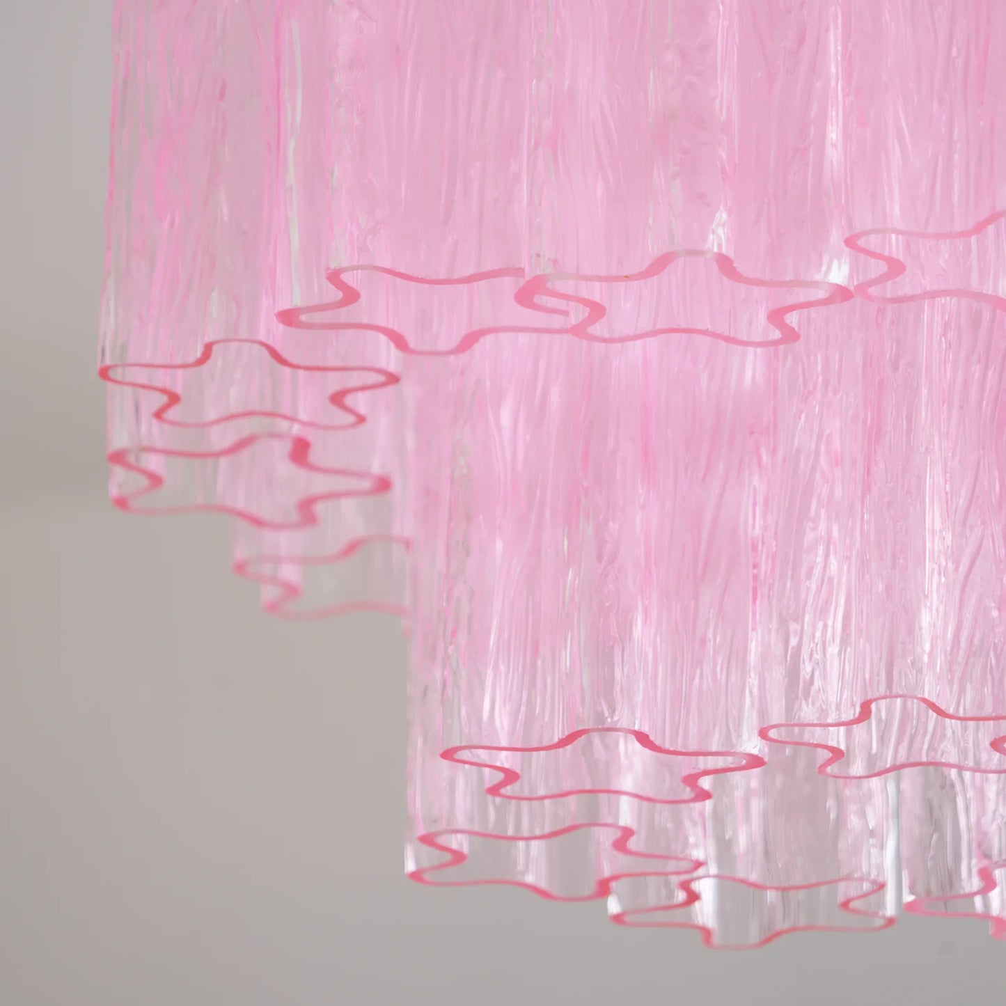 Lámpara de techo de tubos de cristal rosa de Murano