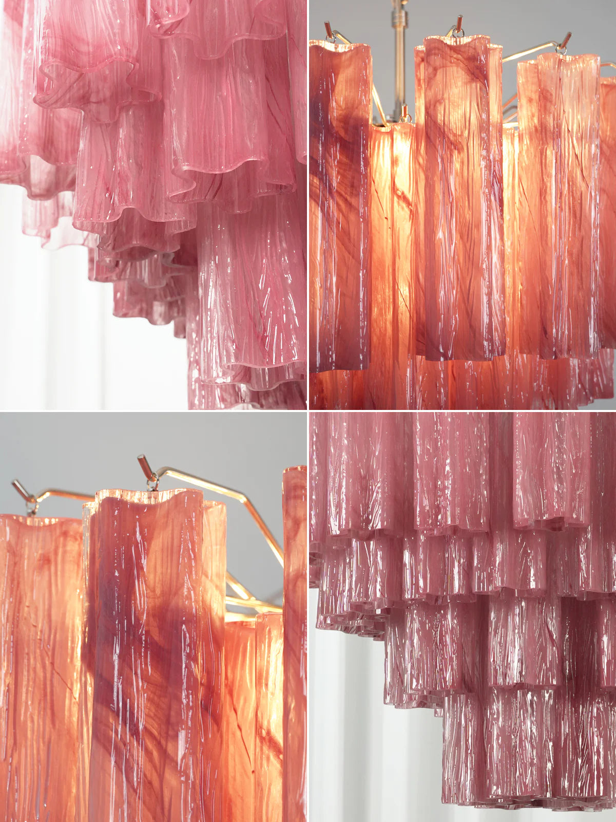 Candelabro de cristal en forma de estrella con nubes rojas