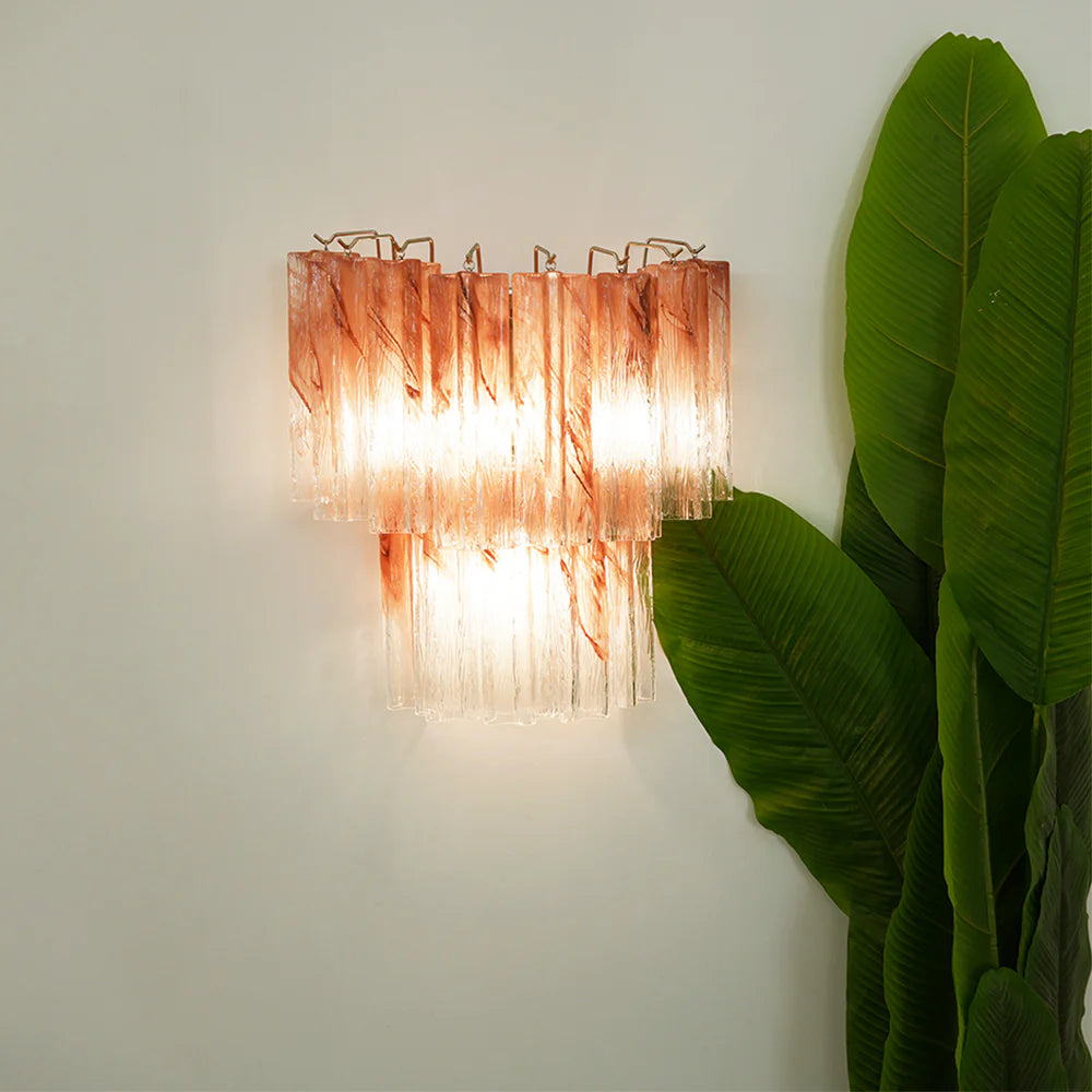 Apliques de pared de tubo de cristal de Murano rosa