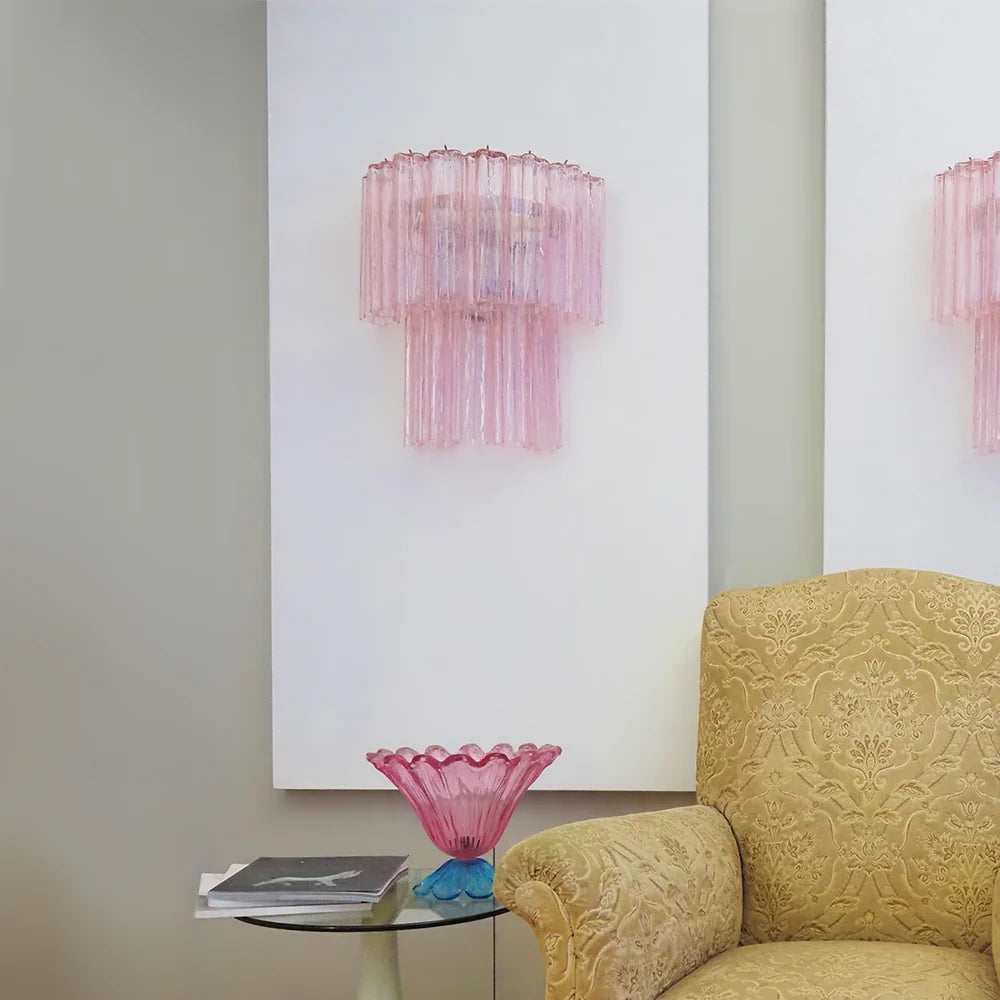 Lámpara de pared de cristal de Murano rosa en forma de estrella