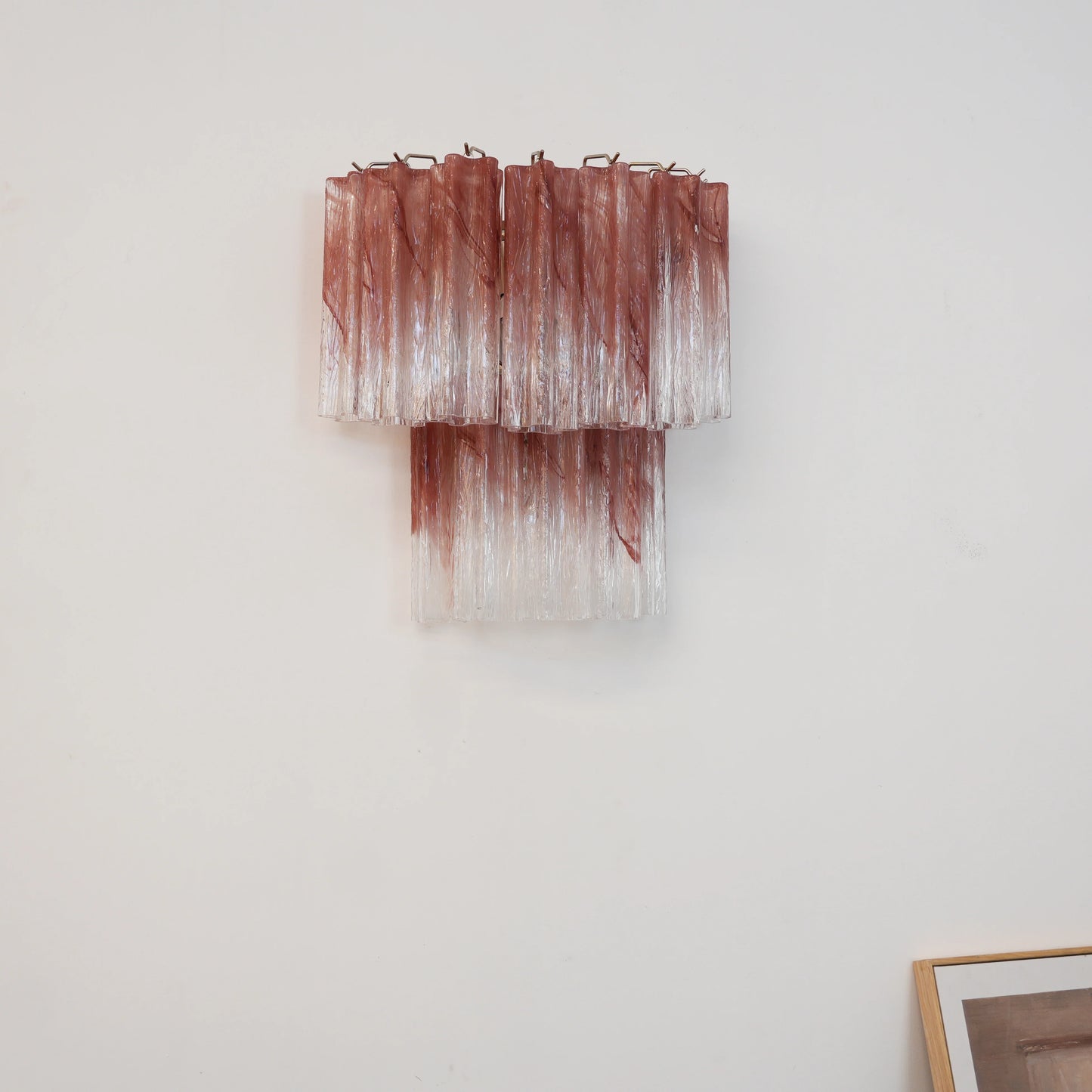 Apliques de pared de tubo de cristal de Murano rosa