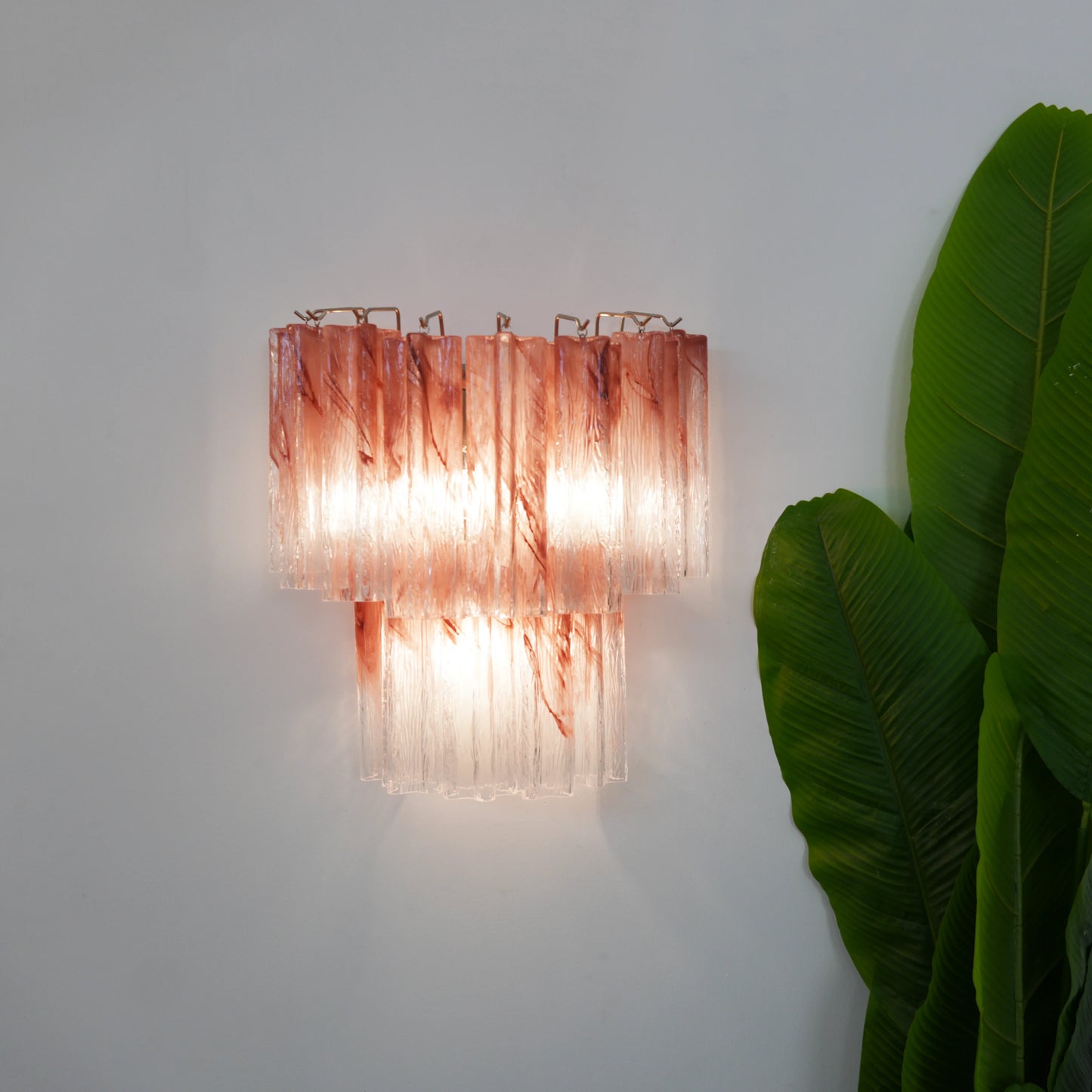 Apliques de pared de tubo de cristal de Murano rosa