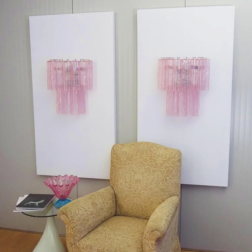 Lámpara de pared de cristal de Murano rosa en forma de estrella