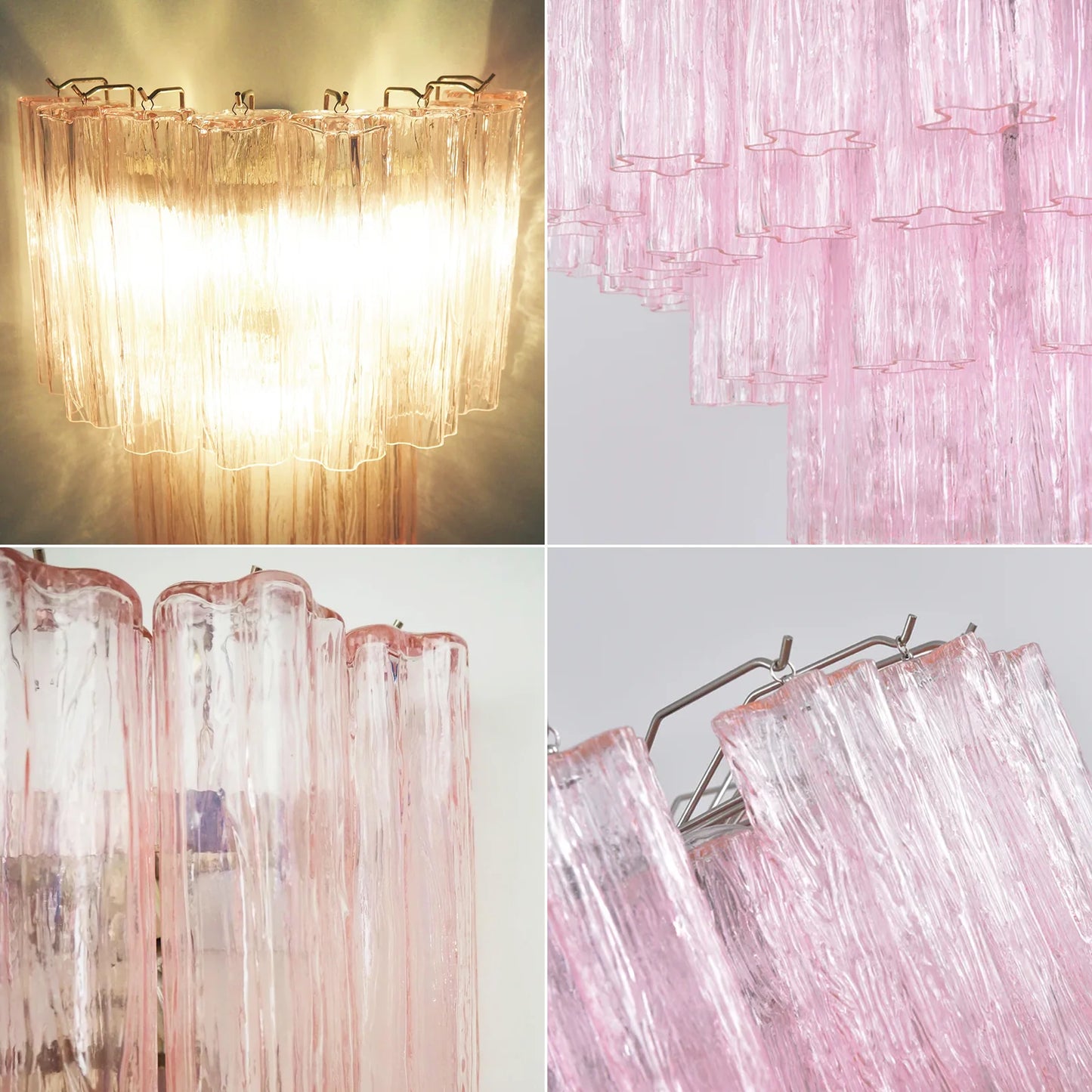 Lámpara de pared de cristal de Murano rosa en forma de estrella