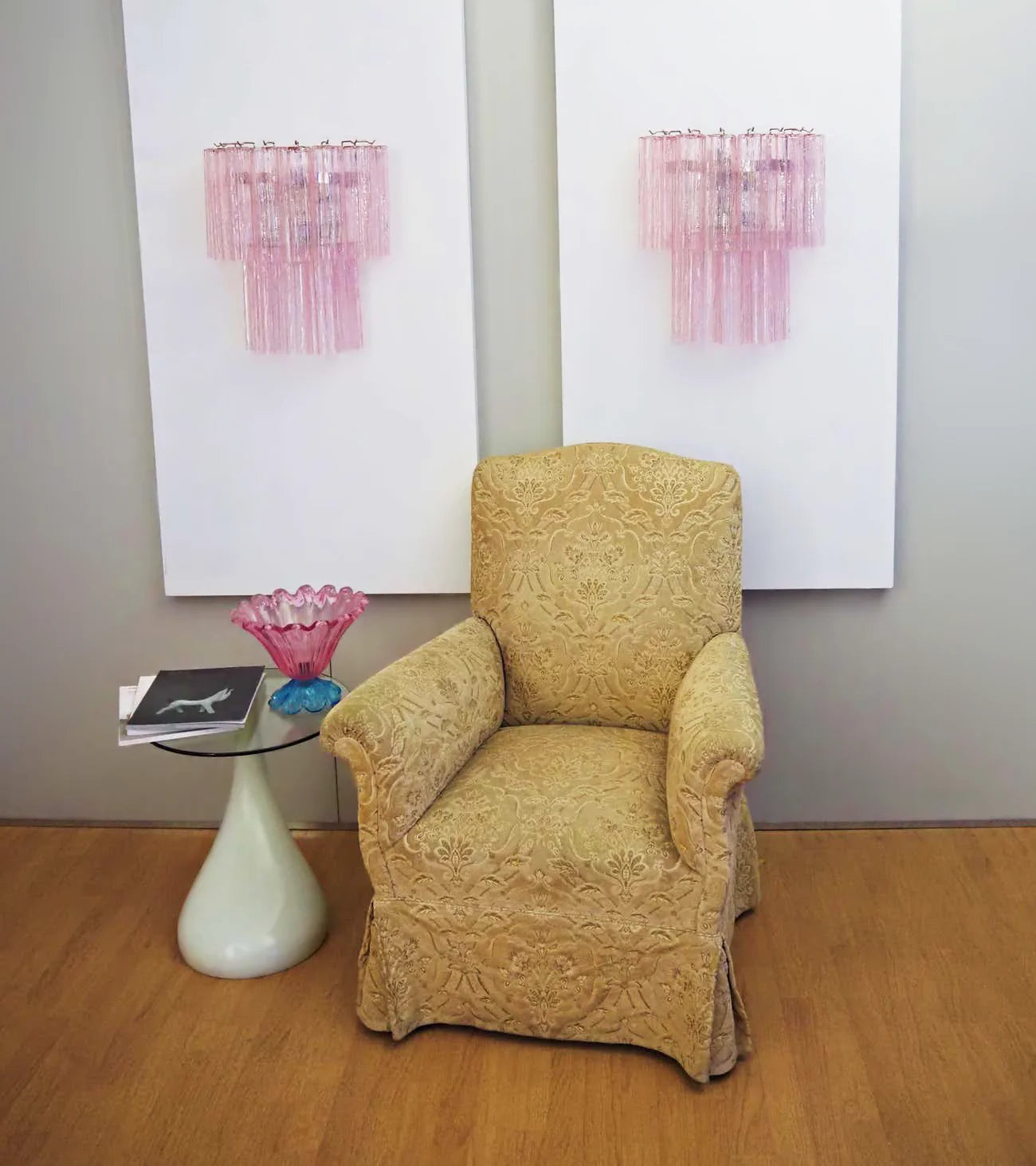 Lámpara de pared de cristal de Murano rosa en forma de estrella