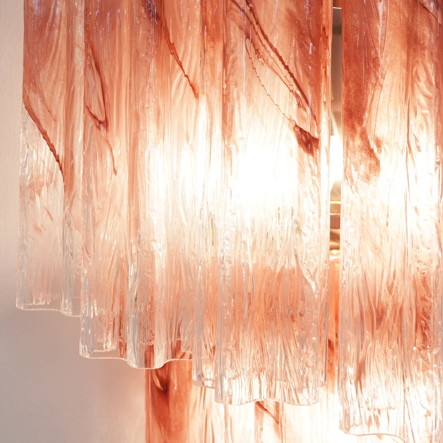 Apliques de pared de tubo de cristal de Murano rosa