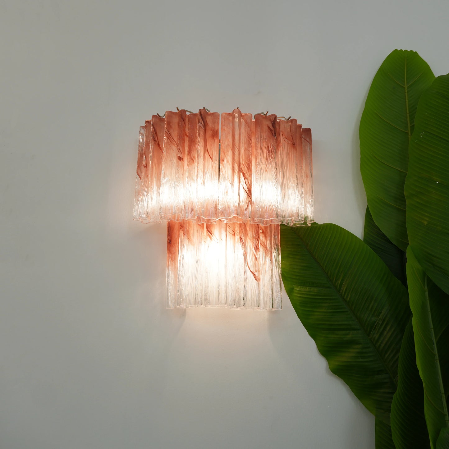 Apliques de pared de tubo de cristal de Murano rosa