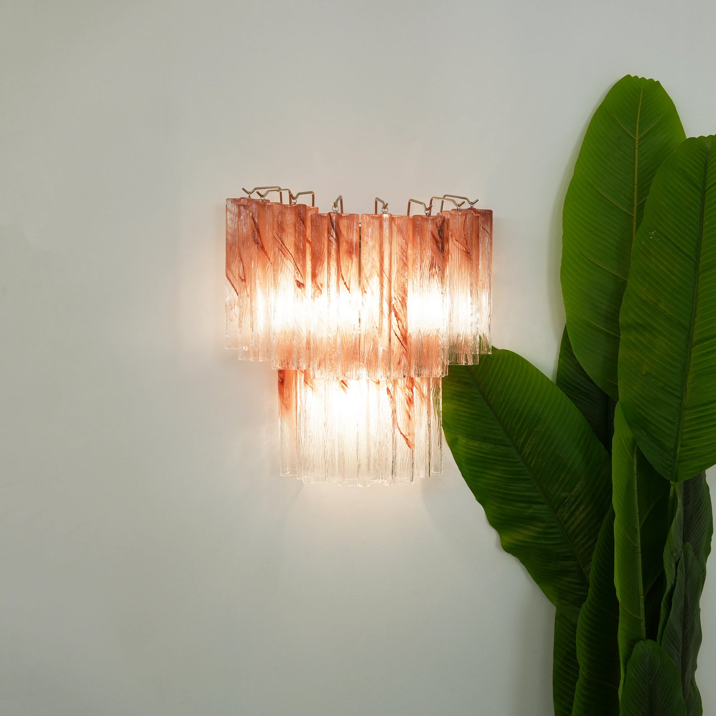 Apliques de pared de tubo de cristal de Murano rosa