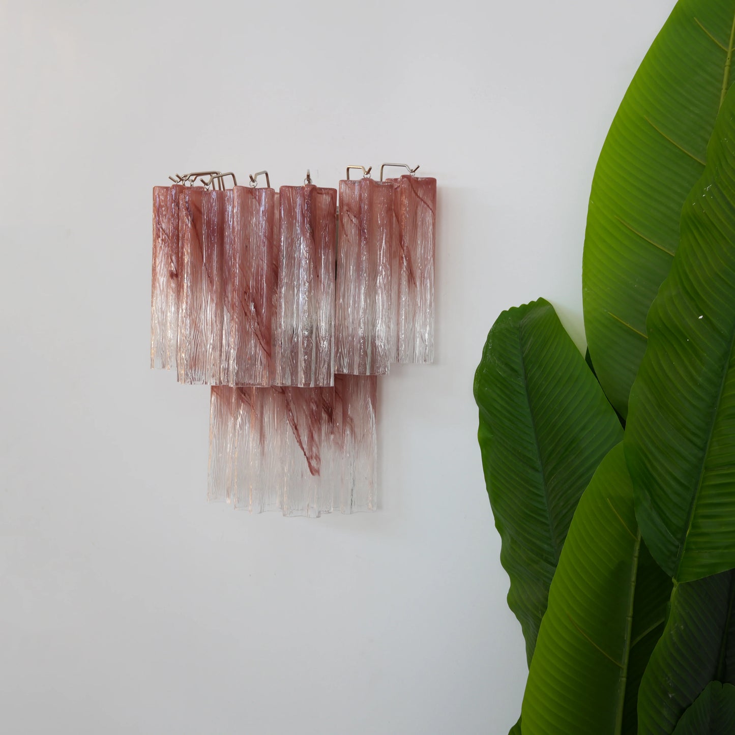 Apliques de pared de tubo de cristal de Murano rosa