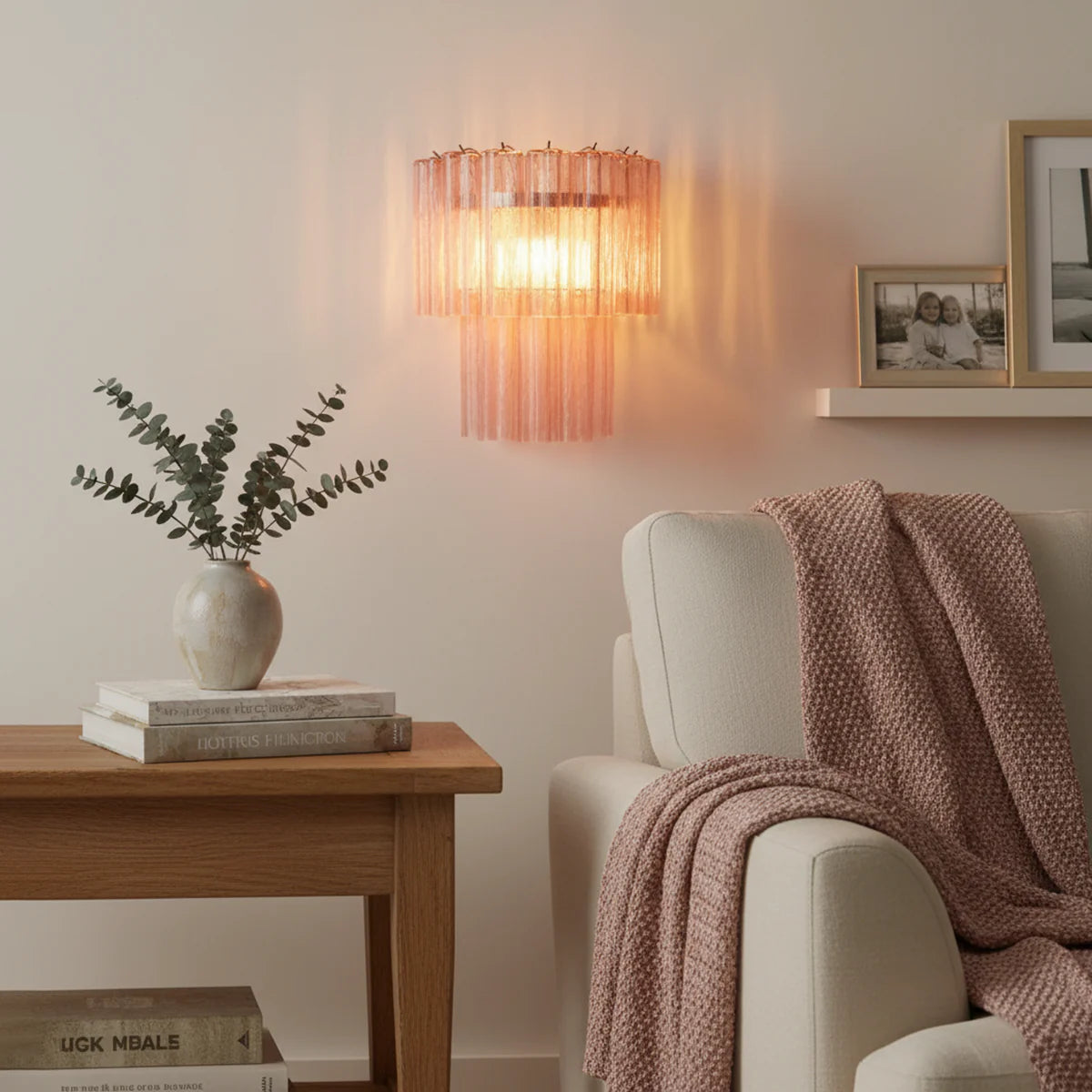 Lámpara de pared de cristal de Murano rosa en forma de estrella