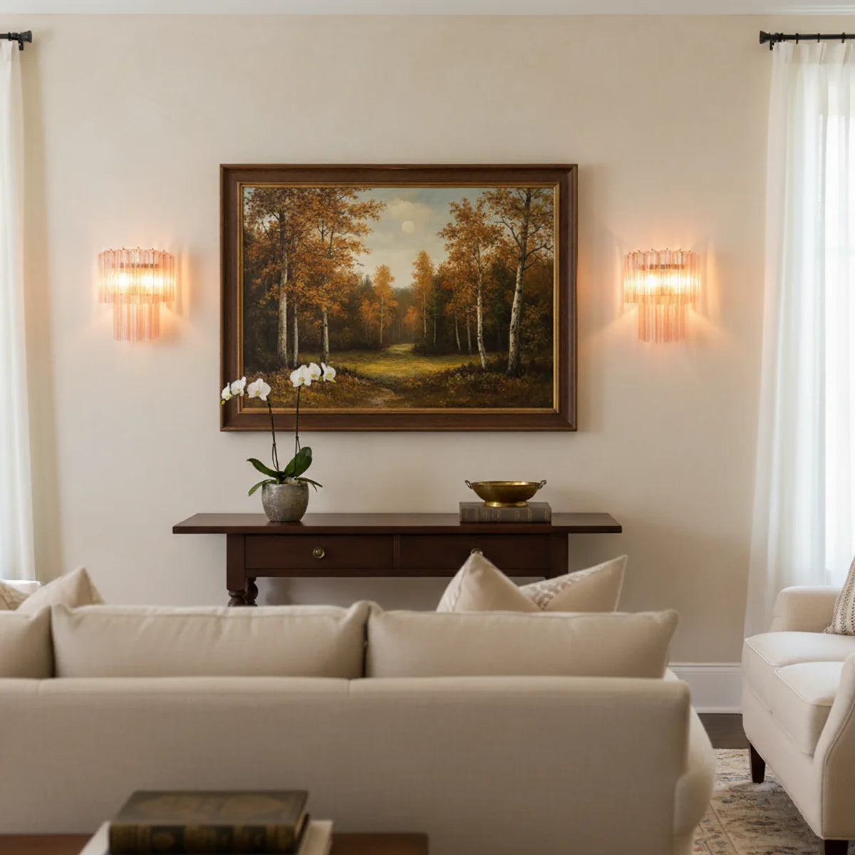 Lámpara de pared de cristal de Murano rosa en forma de estrella