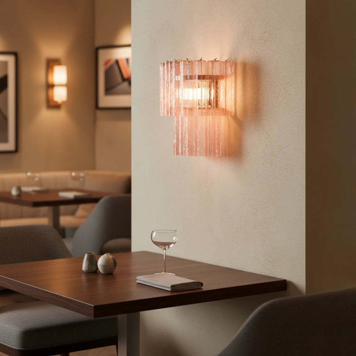 Lámpara de pared de cristal de Murano rosa en forma de estrella