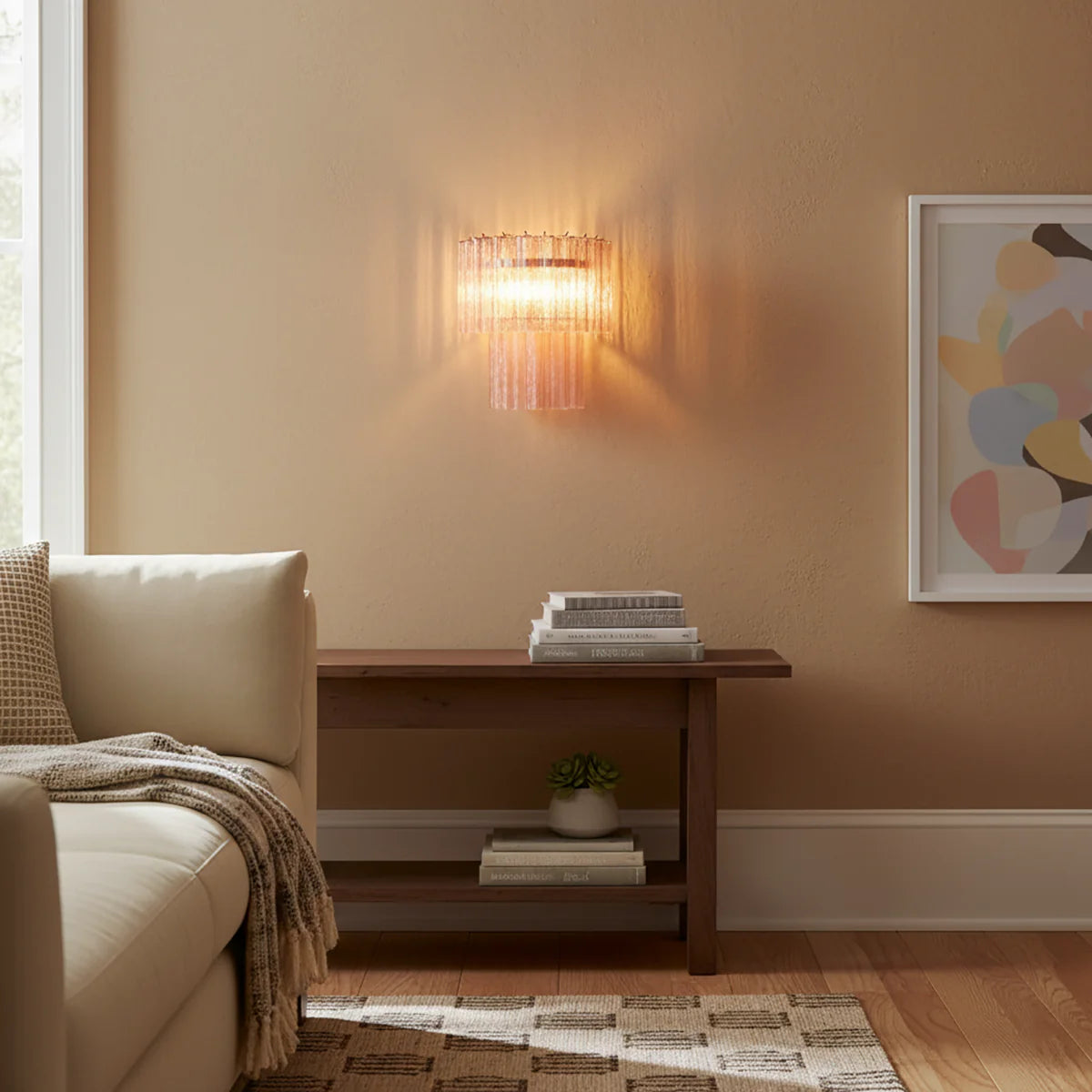 Lámpara de pared de cristal de Murano rosa en forma de estrella