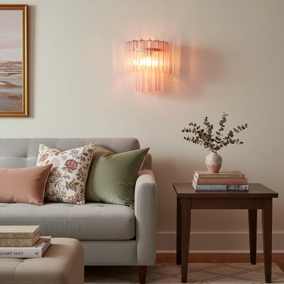 Lámpara de pared de cristal de Murano rosa en forma de estrella