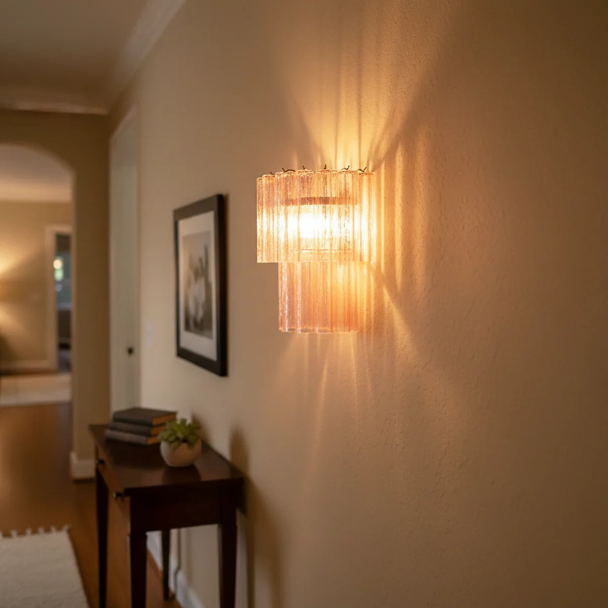 Lámpara de pared de cristal de Murano rosa en forma de estrella