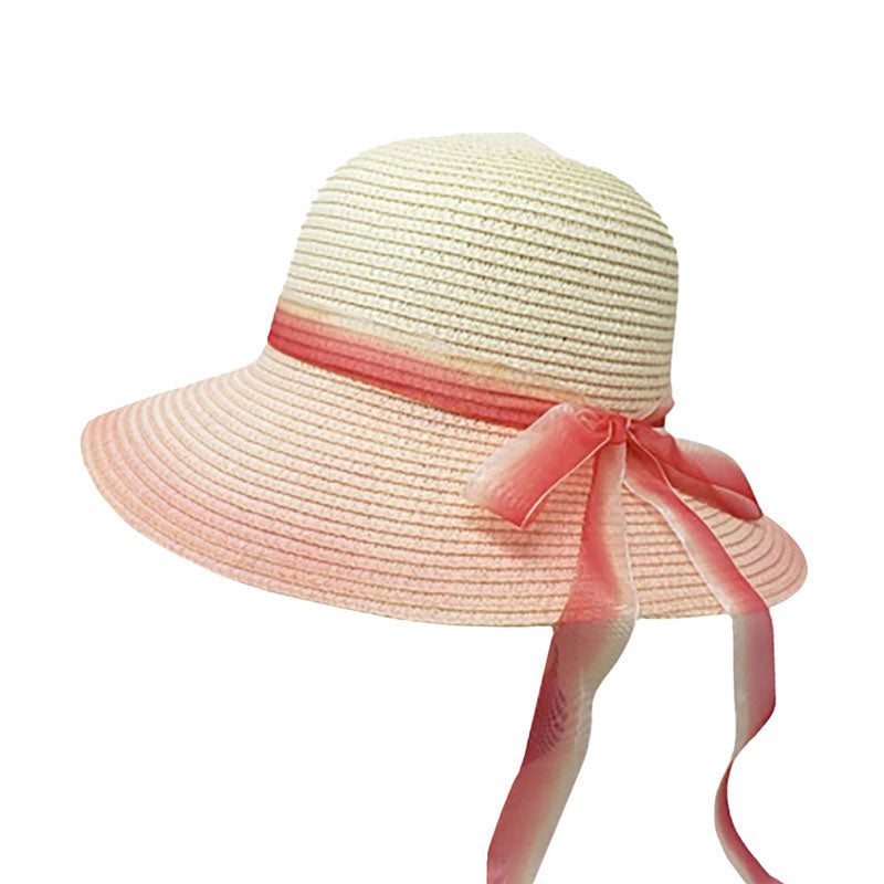 Ombre Bow Band Straw Sun Hat