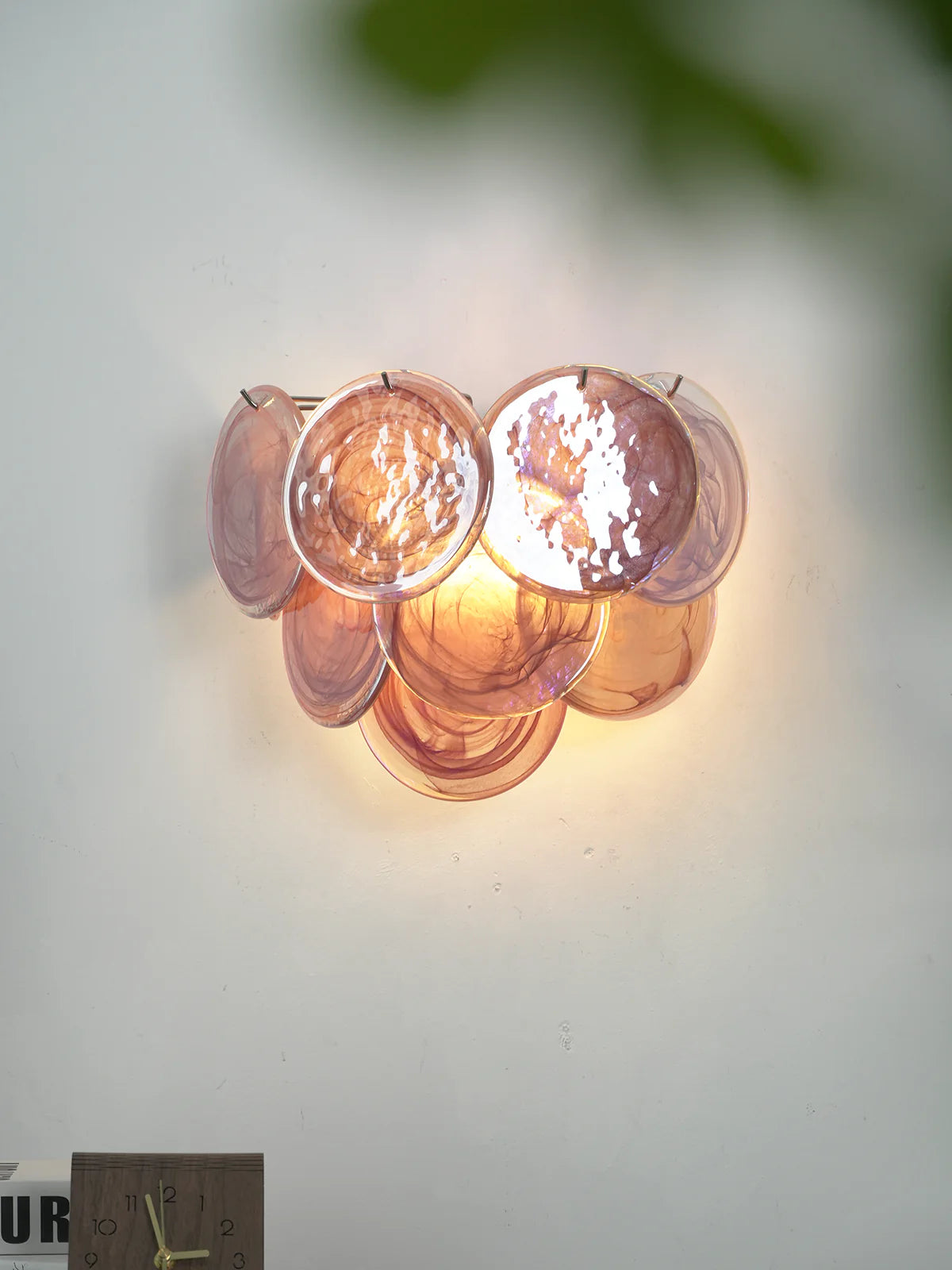 Lámpara de pared vintage de cristal de Murano rosa