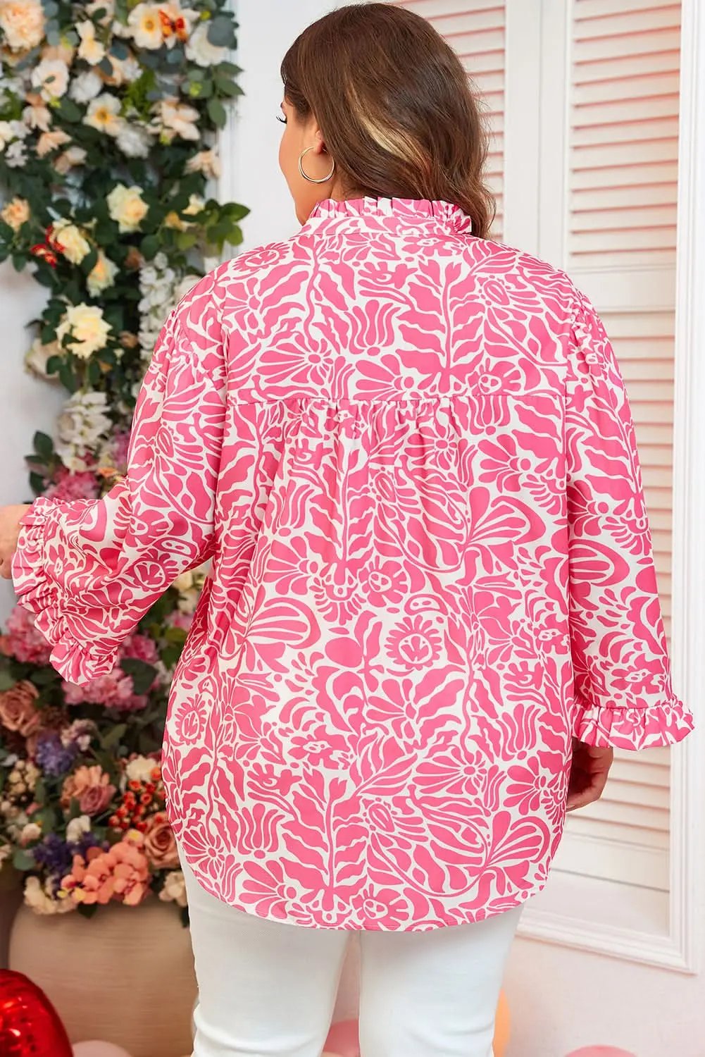 Love Salve Plus Size Floral Blouse With Puff Sleeves — Daily Wear