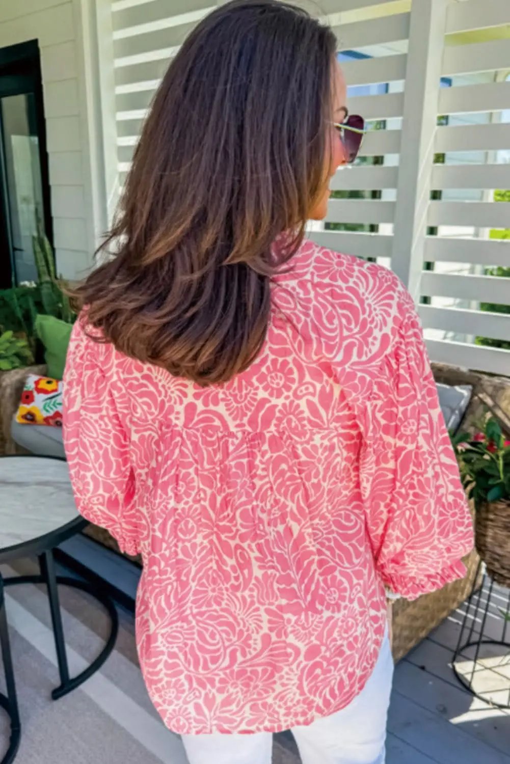 Love Salve Plus Size Floral Blouse With Puff Sleeves — Daily Wear