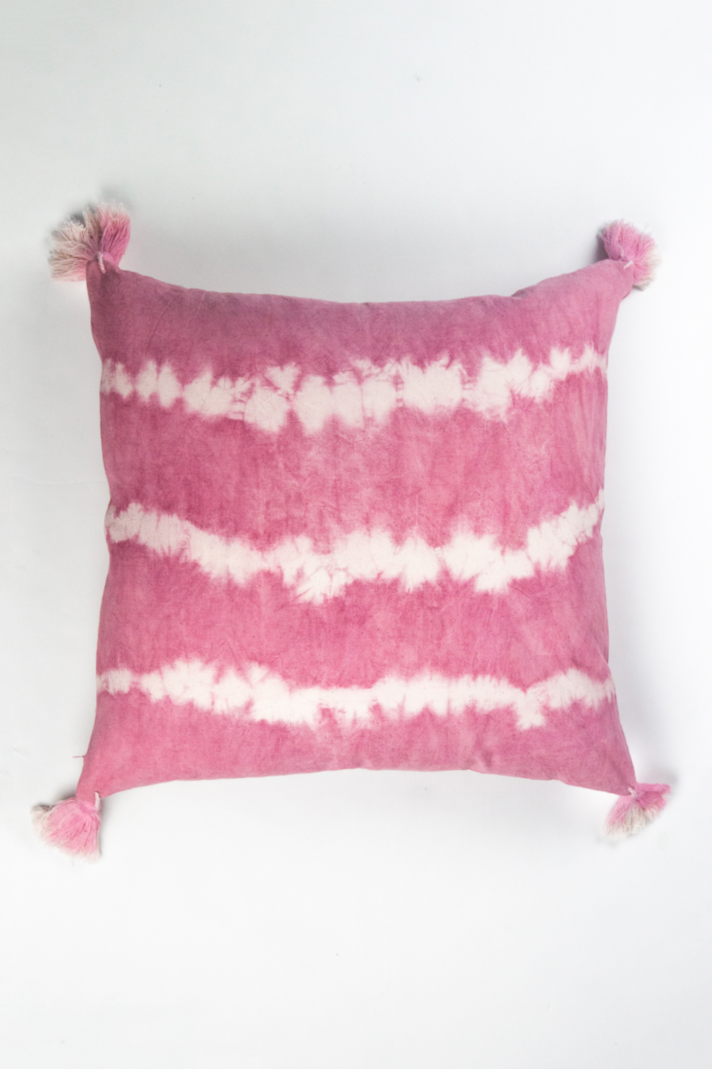 Pink Natural Dyed Shibori Tassel Pillows