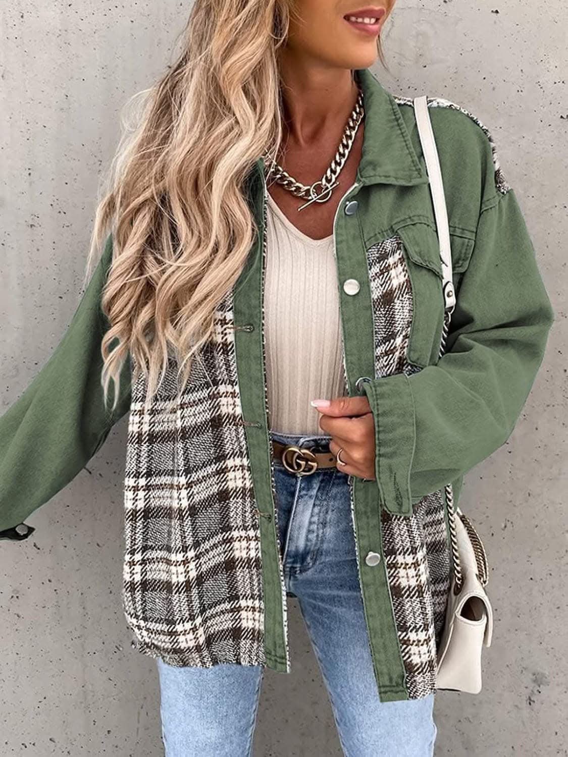Trendsi Oversized Plaid Cotton Jacket — Casual Shacket Style