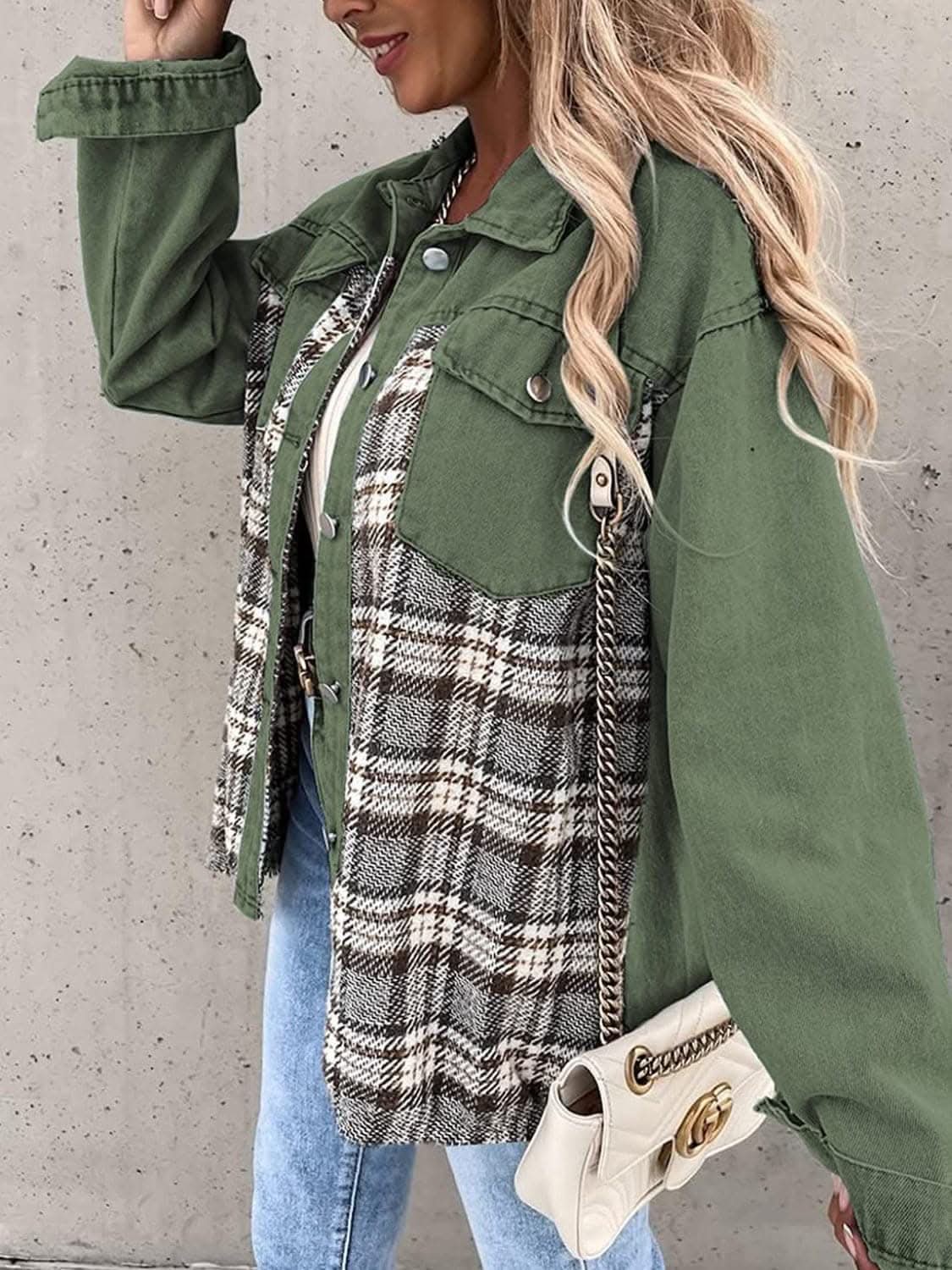 Trendsi Oversized Plaid Cotton Jacket — Casual Shacket Style
