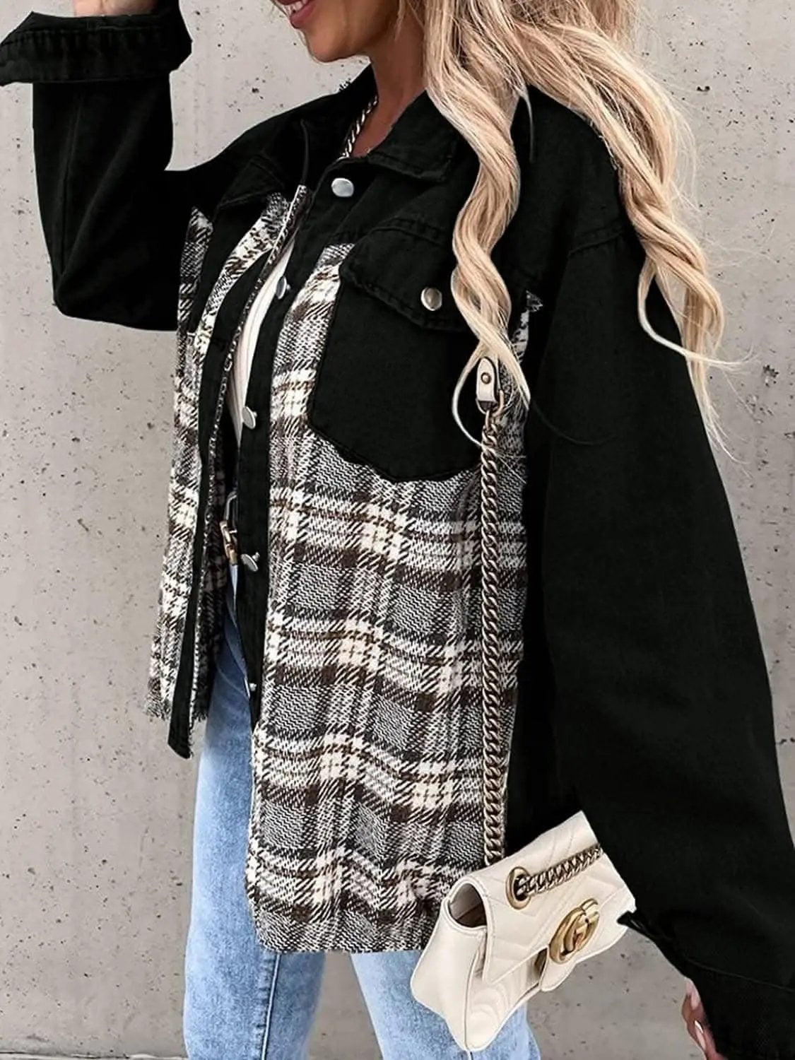 Trendsi Oversized Plaid Cotton Jacket — Casual Shacket Style