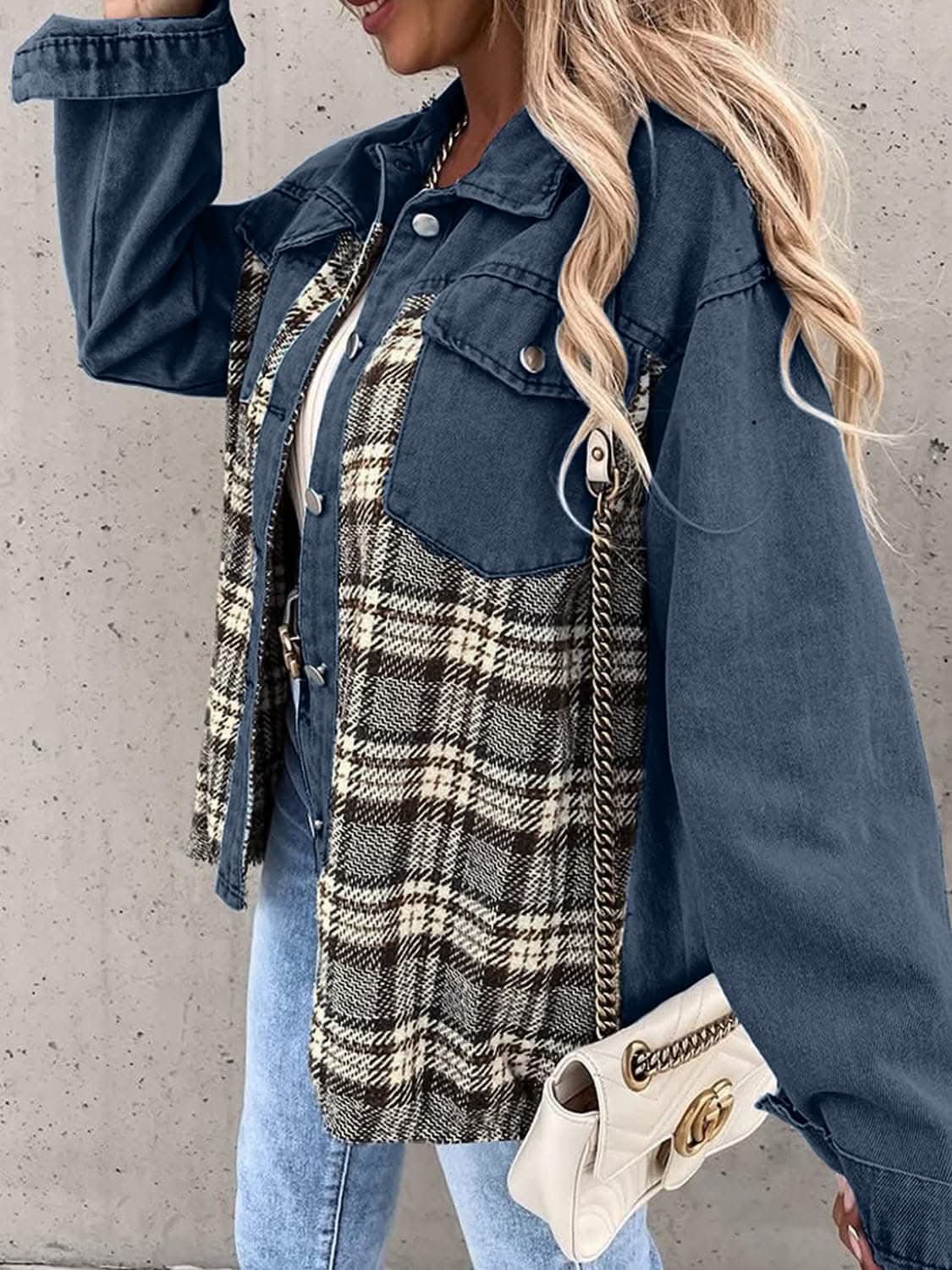 Trendsi Oversized Plaid Cotton Jacket — Casual Shacket Style