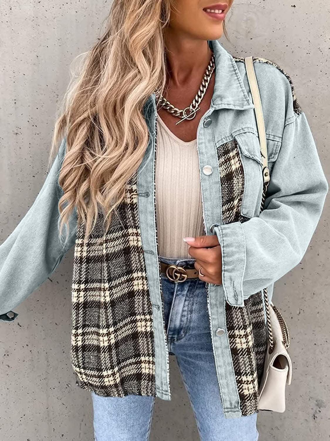 Trendsi Oversized Plaid Cotton Jacket — Casual Shacket Style