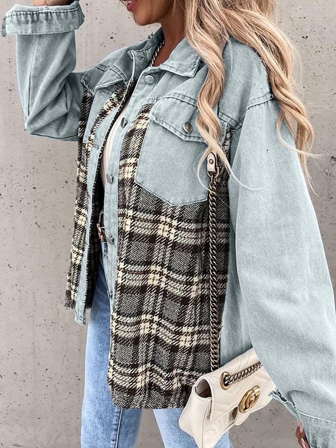 Trendsi Oversized Plaid Cotton Jacket — Casual Shacket Style
