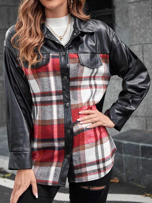 Jackets Trendsi Chaqueta de cuadros extragrande - hombros caídos
