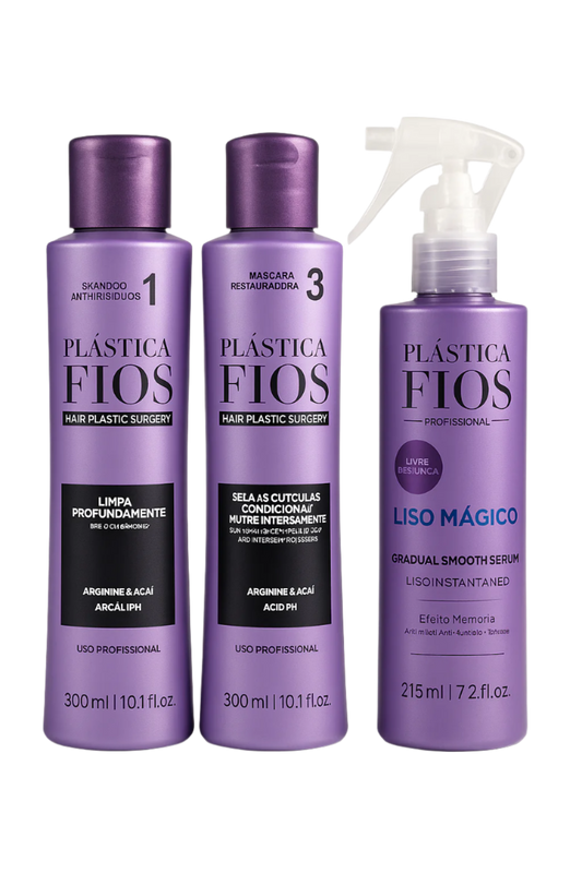 Cadiveu Plastica Dos Fios Sexy Hair Set. Detox Shampoo,Conditioner and Magic Fluid