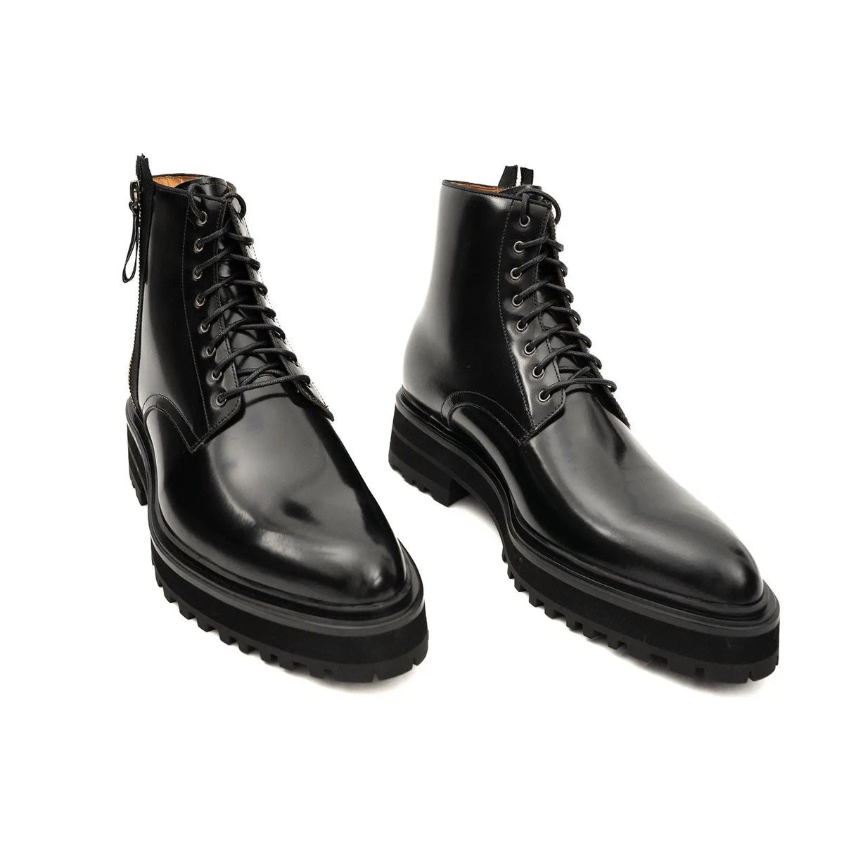 Black Calf Leather Ankle Boots