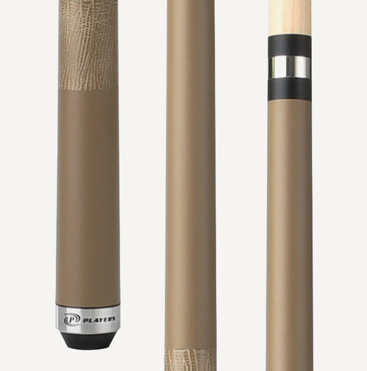 Jugadores de pintura beige roble envejecido, uniones de acero inoxidable, acabado mate, envoltura de cuero gofrado de lagarto beige