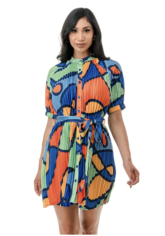 Vestido camisero plisado