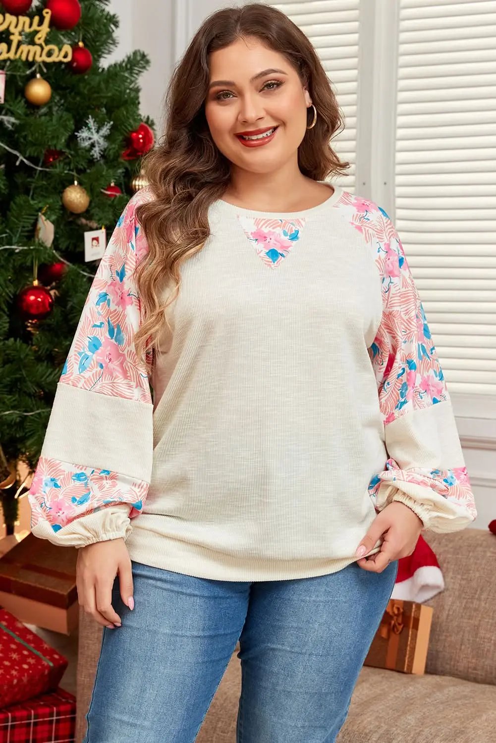 Women's Blouse - Apricot Floral Textured - Southern Belle Style
