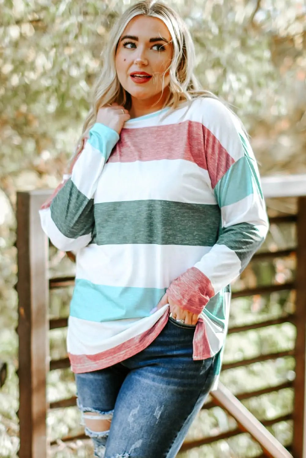 Sweaters Love Salve Colorblock Pullover Women's Spring Fashion Top + Comfy Fit