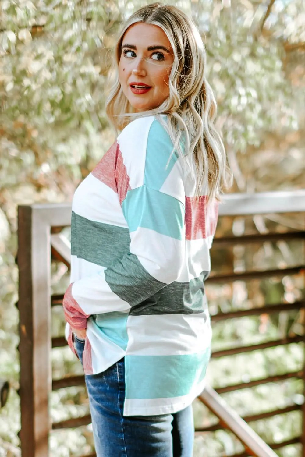 Sweaters Love Salve Colorblock Pullover Women's Spring Fashion Top + Comfy Fit