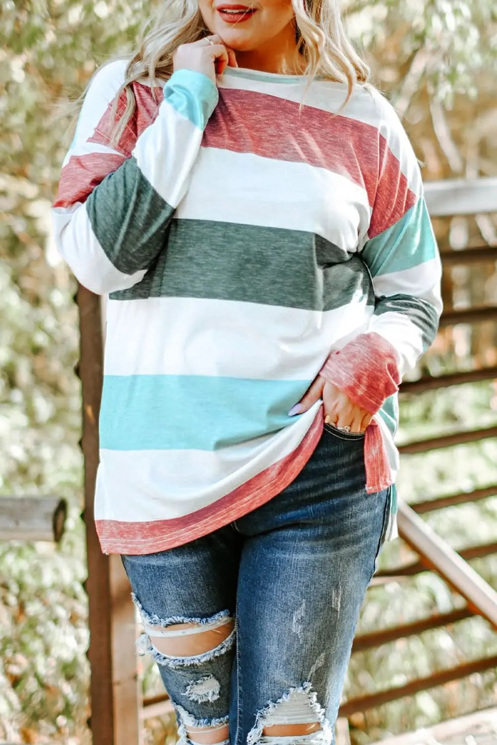Sweaters Love Salve Colorblock Pullover Women's Spring Fashion Top + Comfy Fit