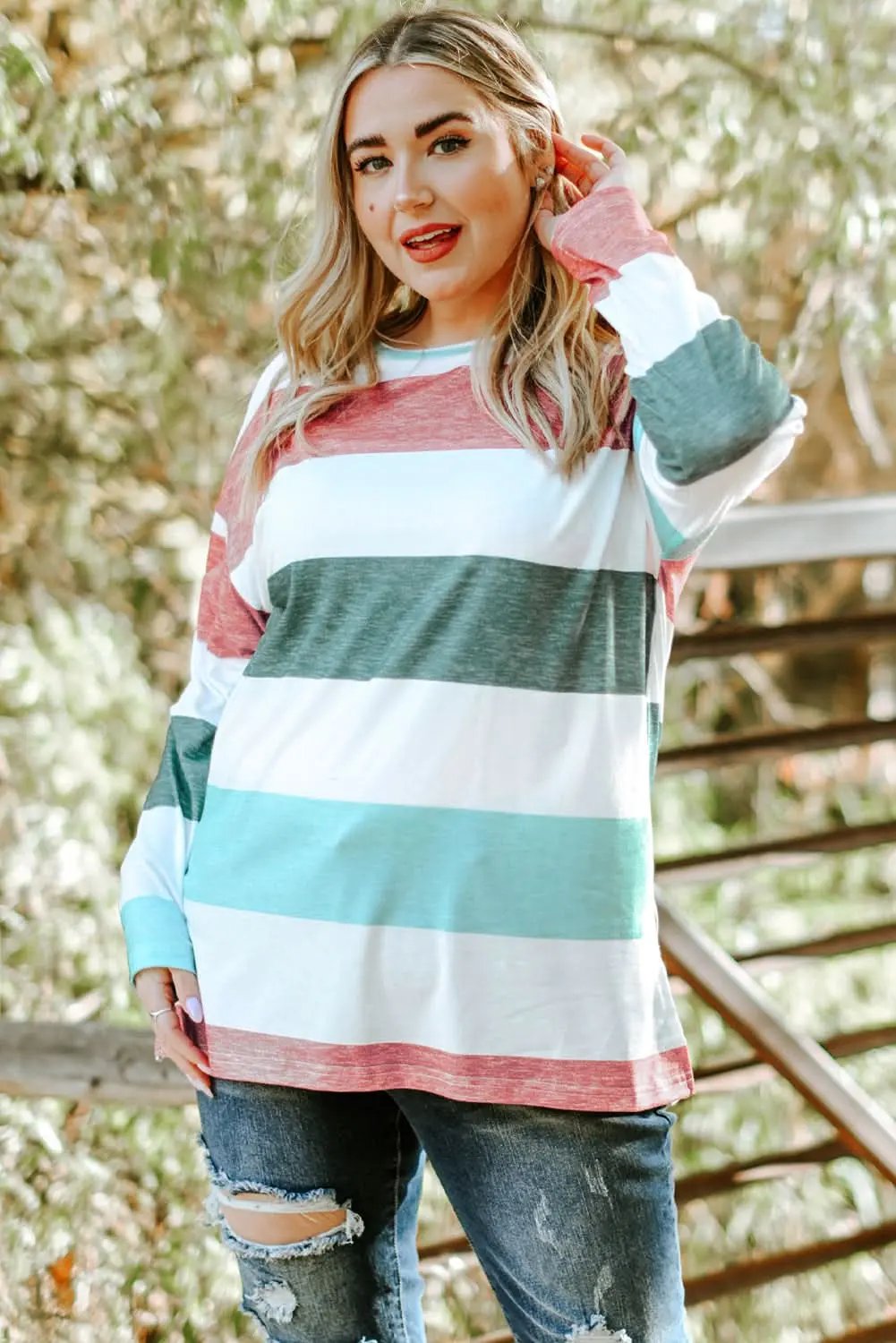 Sweaters Love Salve Colorblock Pullover Women's Spring Fashion Top + Comfy Fit