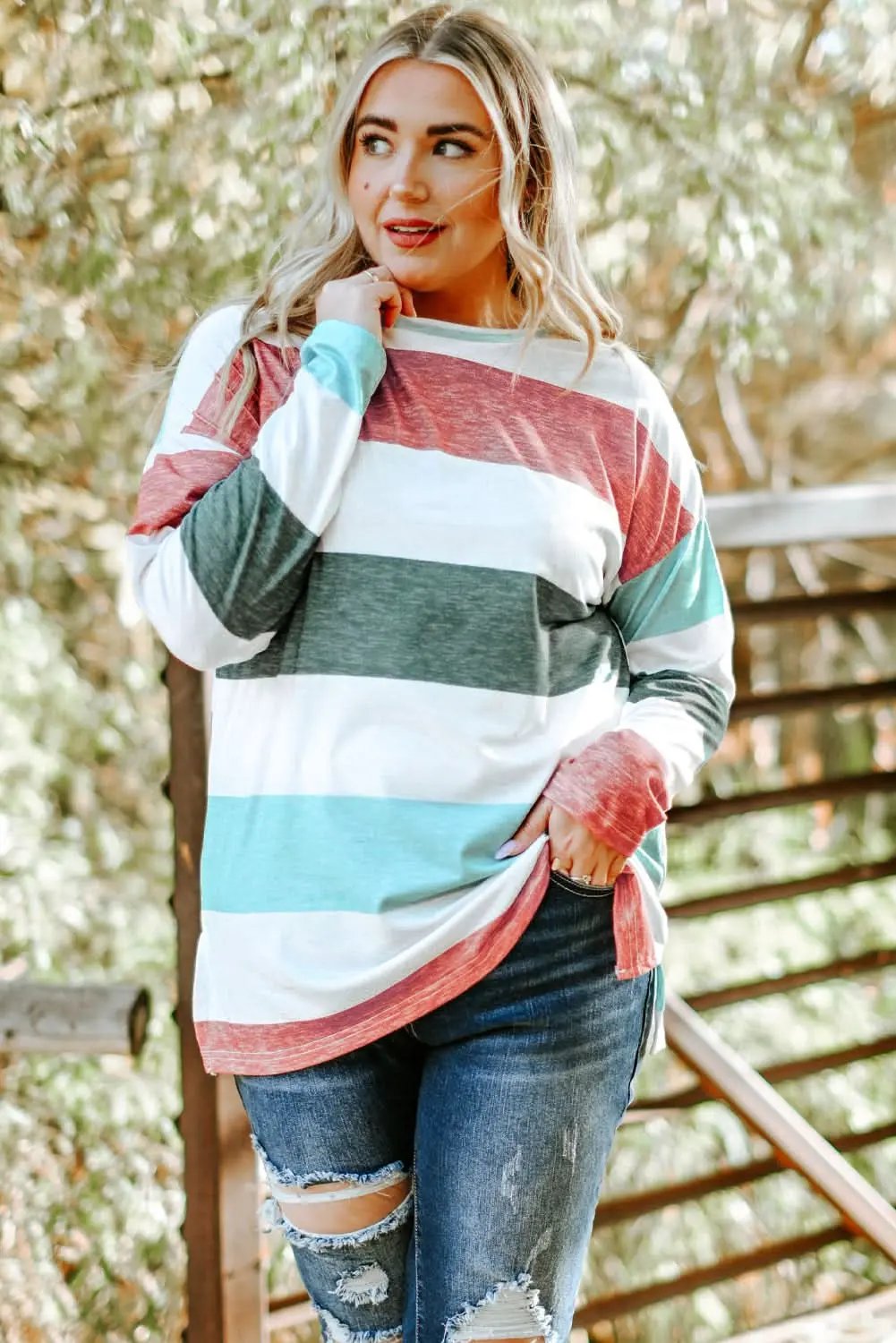 Sweaters Love Salve Colorblock Pullover Women's Spring Fashion Top + Comfy Fit