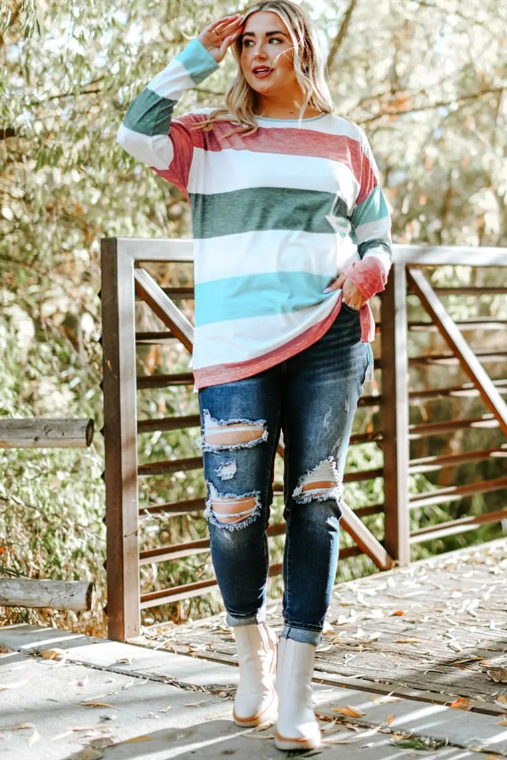 Sweaters Love Salve Colorblock Pullover Women's Spring Fashion Top + Comfy Fit