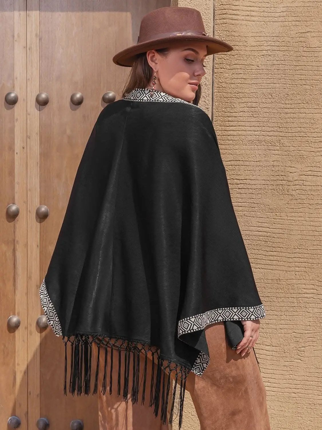 Sweaters Trendsi Plus size geometric fringe cardigan