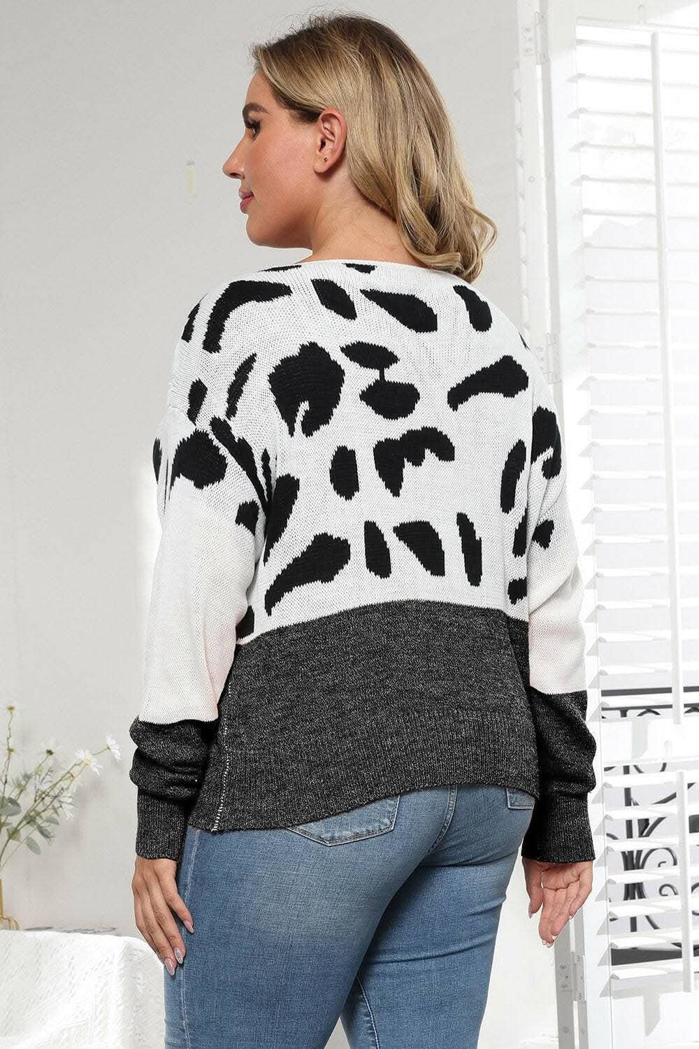 Suéter de punto acogedor con estampado de leopardo de Trendsi Tallas Grandes