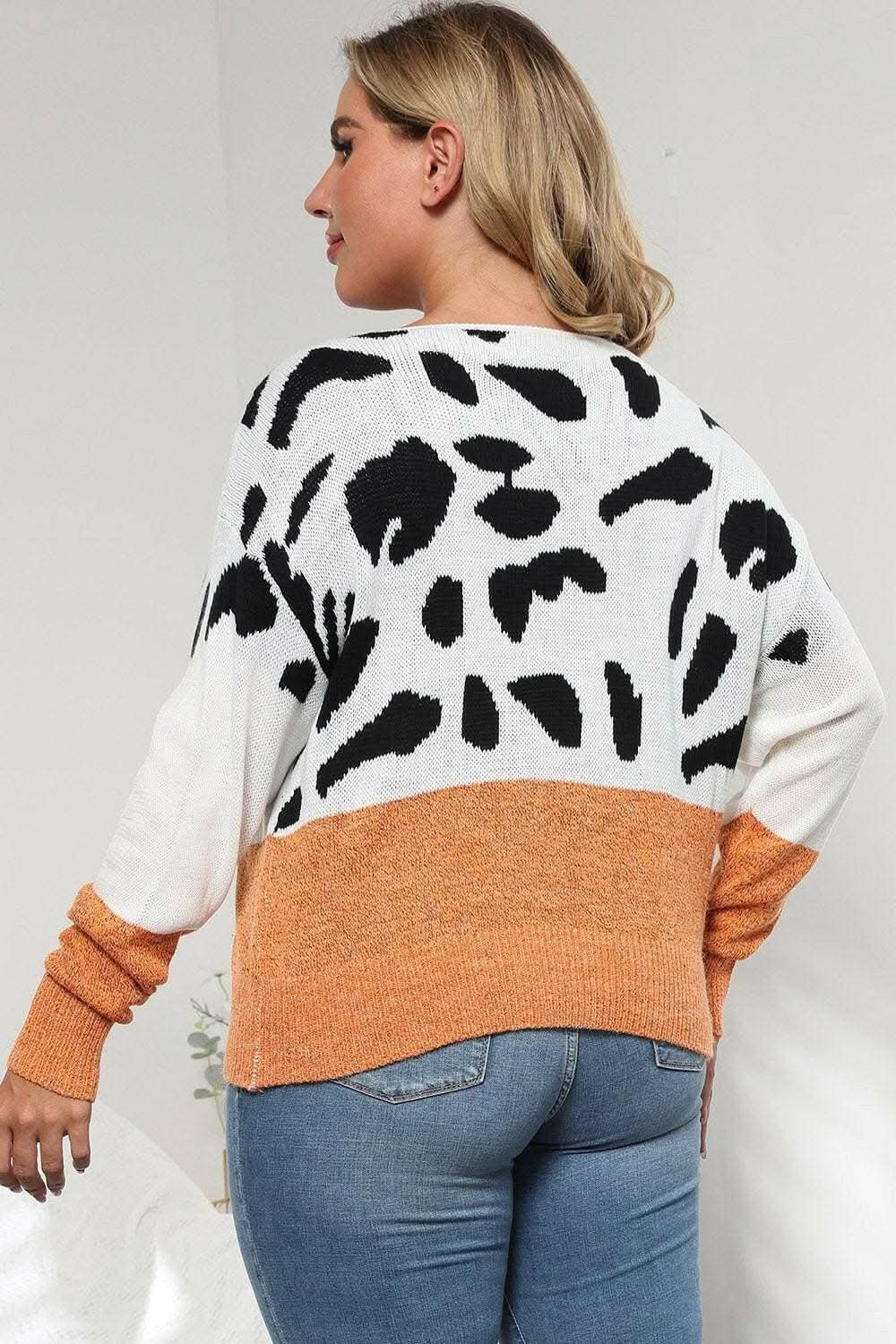 Suéter de punto acogedor con estampado de leopardo de Trendsi Tallas Grandes